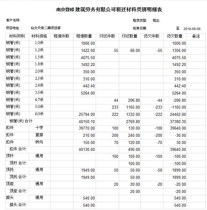 登峰建材租赁管理软件