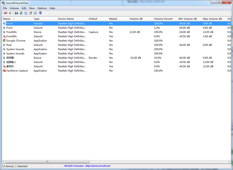 SoundVolumeView音频信息查看工具