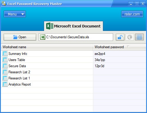 Excel Password Recovery Master