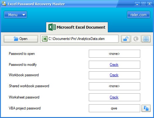 Excel Password Recovery Master